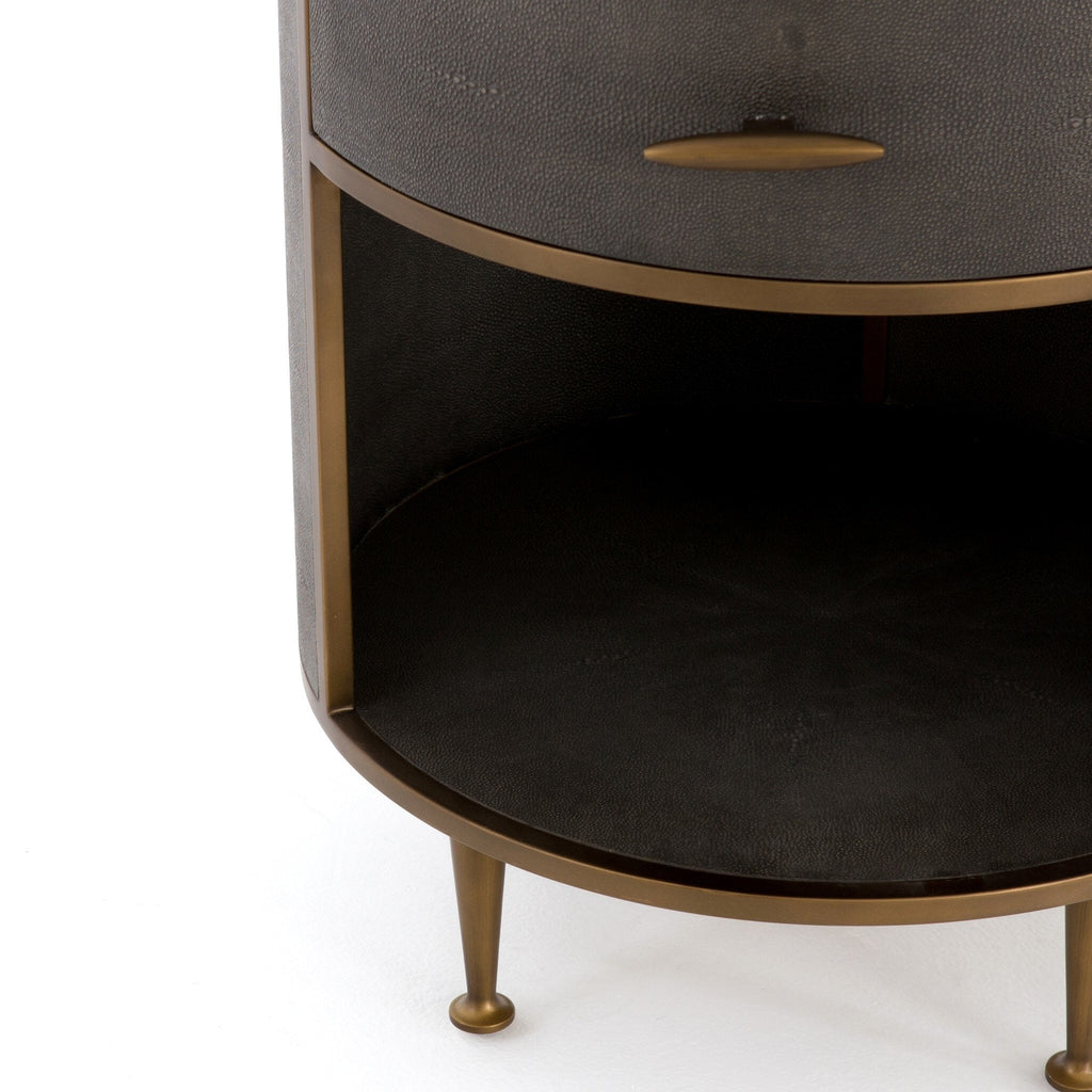 Shagreen Round Nightstand